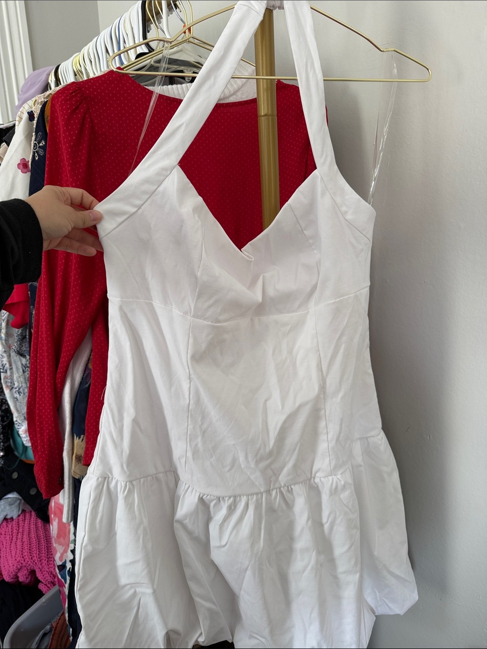 wild fable White Halter Dress with V-Neckline